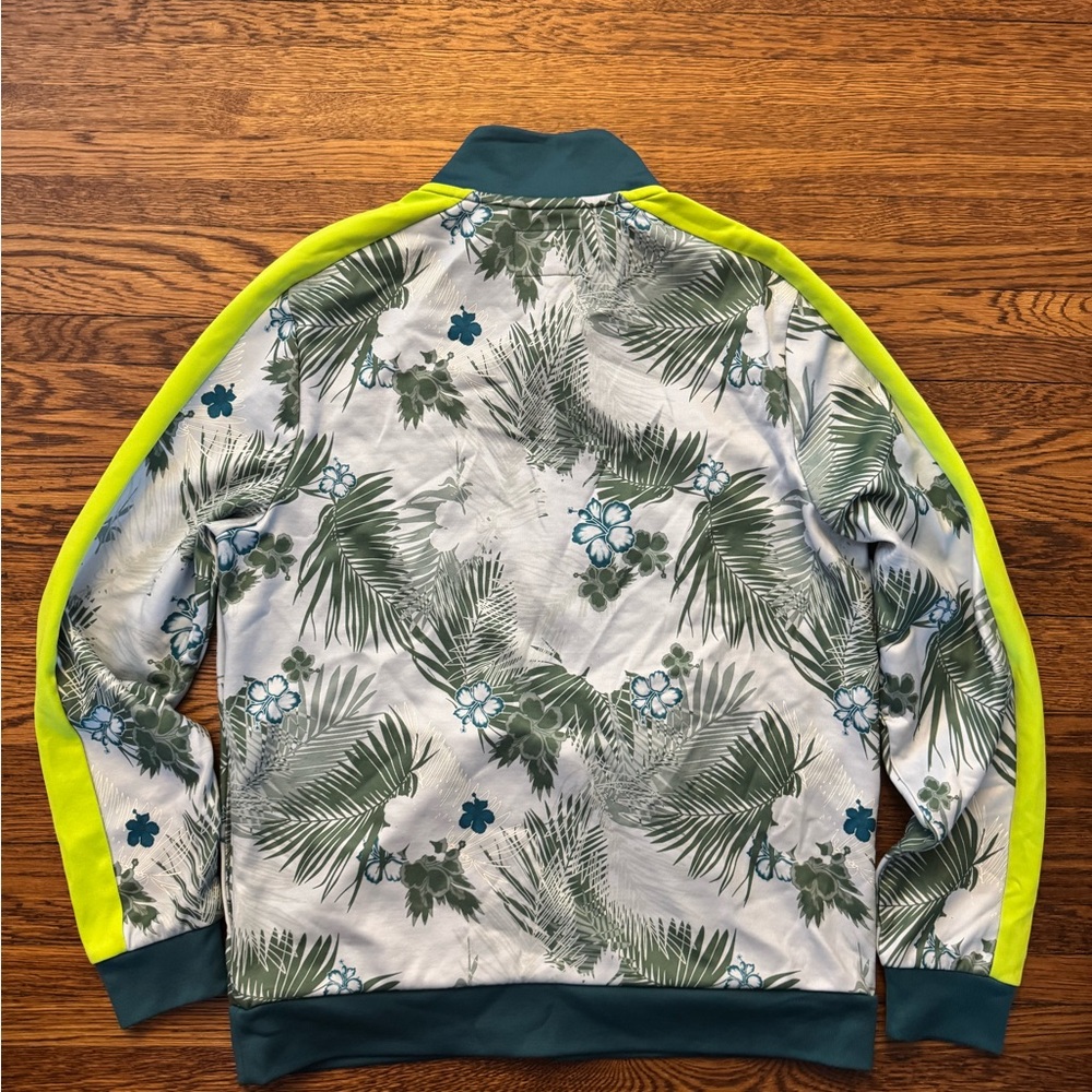#606 GUESS Floral/ PALM PRINT WARMUP Jacket - Green and Blue - Picture 12 of 15